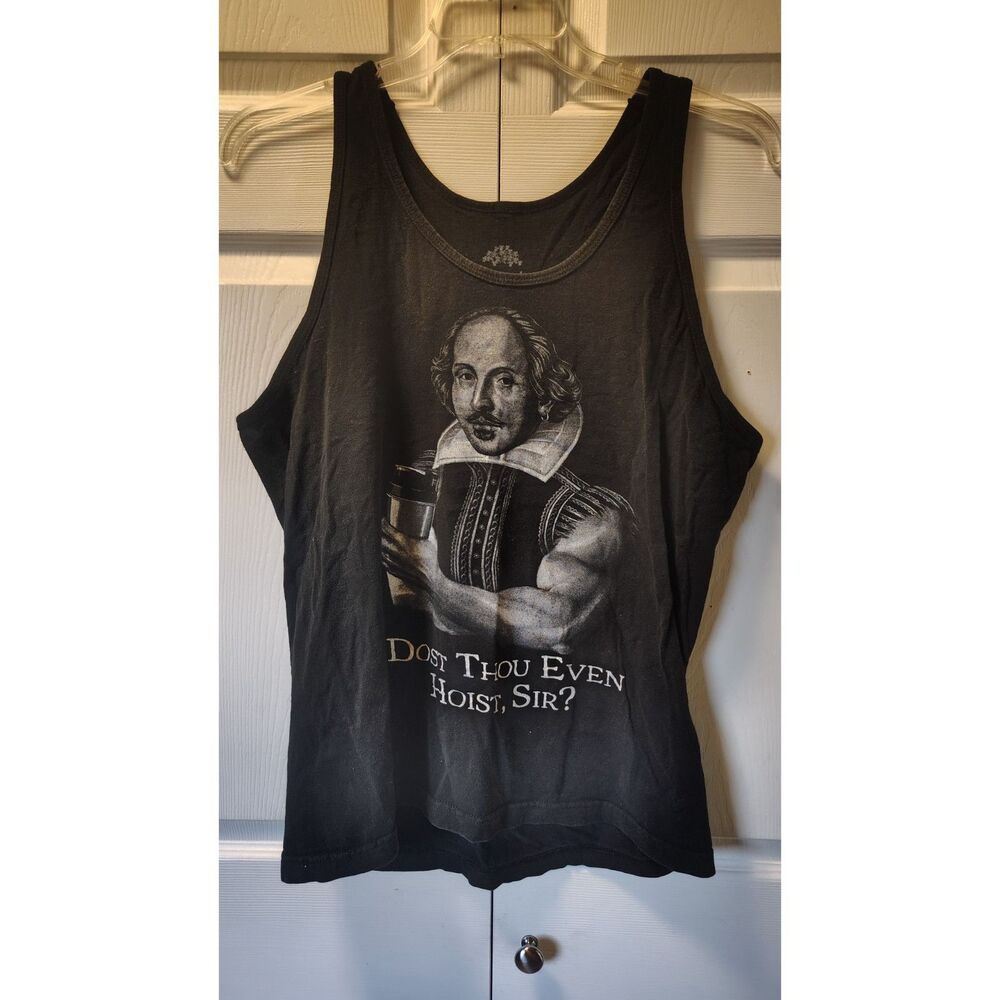 Ann Arbor Shakespeare Gym Tank Top Black Large Dost Thou Even Hoist Sir